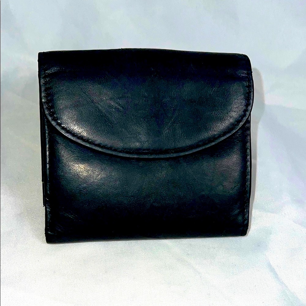 Genuine Black Leather Wallet - 3.5” x 4”